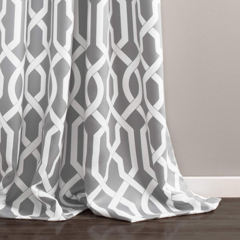 Lush Decor Edward Trellis Curtains Light Filtering Window Panel Set for Living, Dining, Bedroom (Pair), Gray, 52"W x 95"L - Image 3